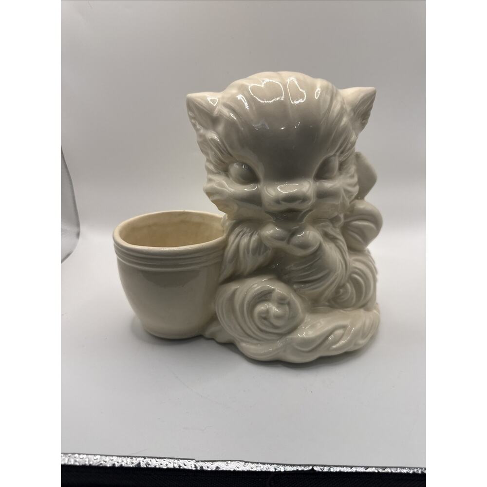 Vintage Hull Ceramic Sitting Cat Planter Pot Persian Cat Planter USA 61